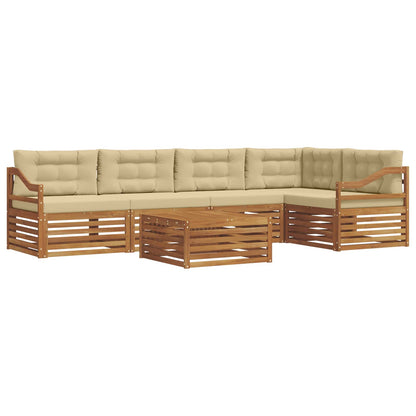 Set di divani da esterno con cuscino 6 pcs Naturale e Beige | homemem39