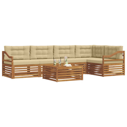 Set di divani da esterno con cuscino 6 pcs Naturale e Beige | homemem39