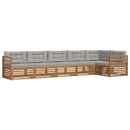 Set di divani da esterno 6 pcs Grigio Naturale e Chiaro