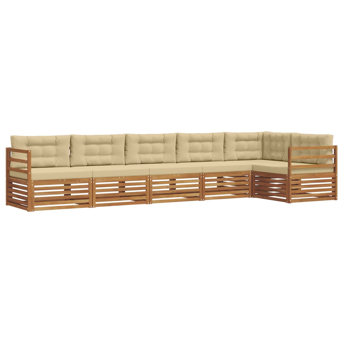 Set di divani da esterno con cuscino 6 pcs Naturale e Beige | homemem39
