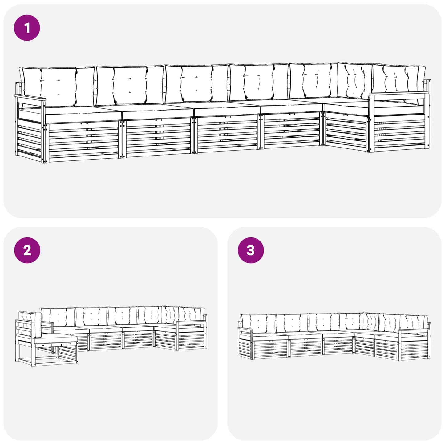 Set di divani da esterno con cuscino 6 pcs Naturale e Antracite | homemem39