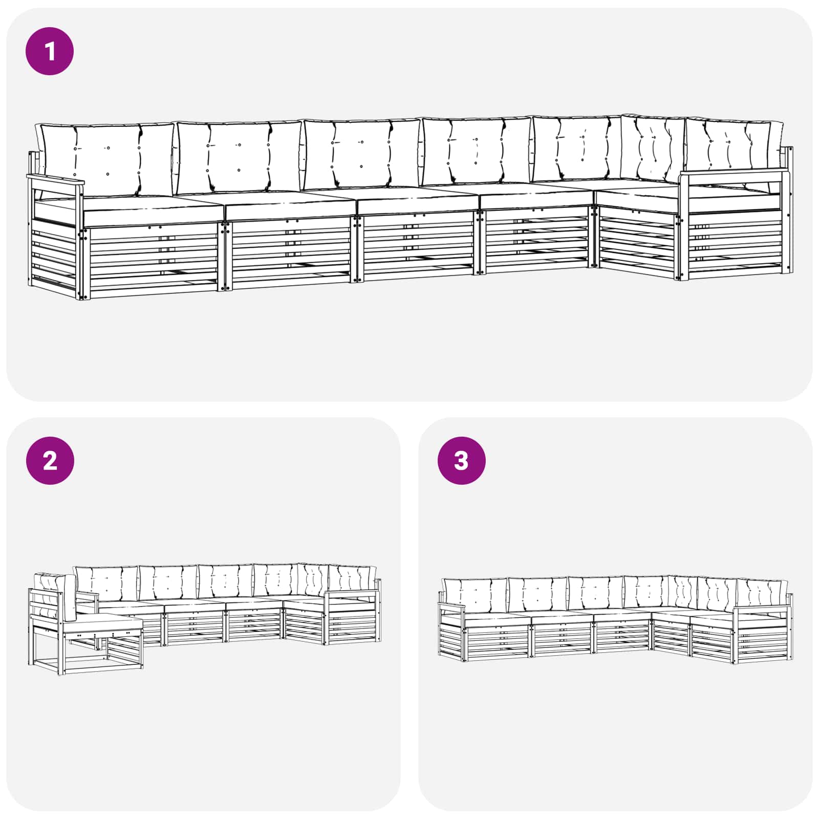 Set di divani da esterno con cuscino 6 pcs Naturale e Antracite | homemem39