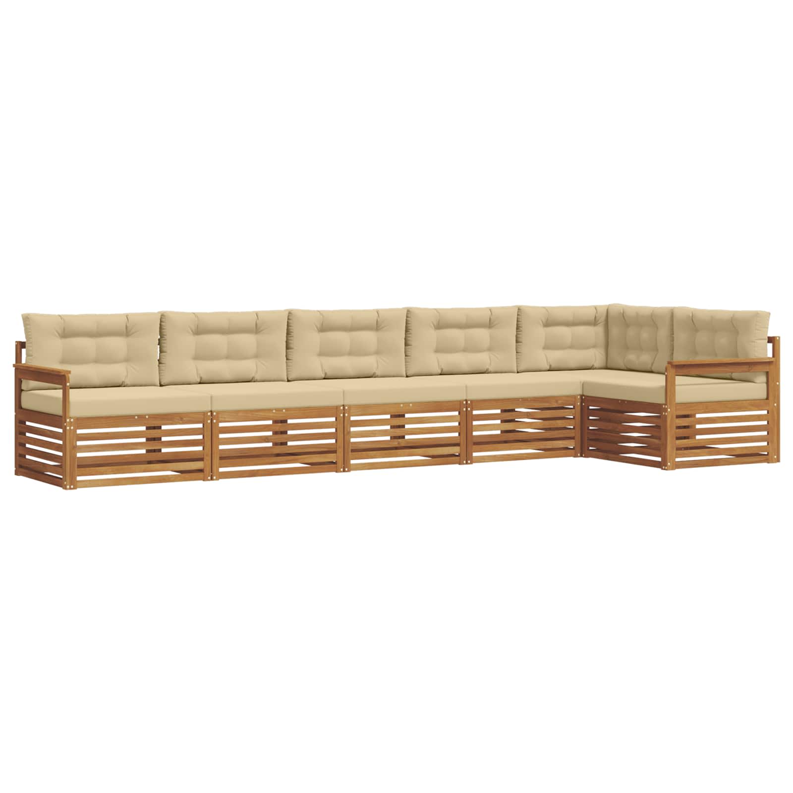 Set di divani da esterno con cuscino 6 pcs Naturale e Beige | homemem39
