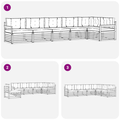 Set di divani da esterno con cuscino 6 pcs Naturale e Beige | homemem39