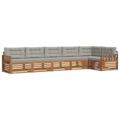 Set di divani da esterno 6 pcs Grigio Naturale e Chiaro