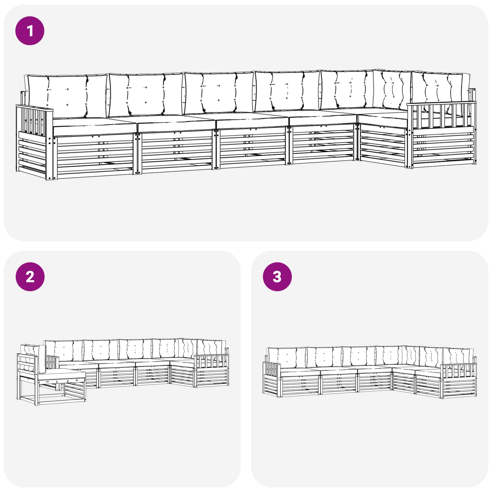 Set di divani da esterno 6 pcs Grigio Naturale e Chiaro | homemem39