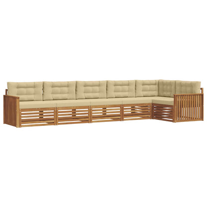 Set di divani da esterno con cuscino 6 pcs Naturale e Beige | homemem39