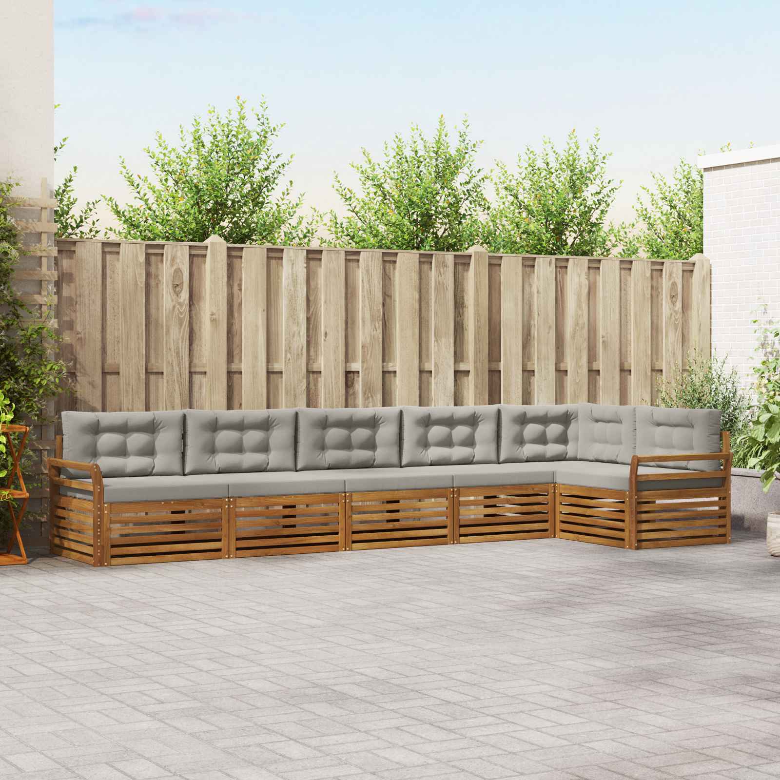 Set di divani da esterno 6 pcs Grigio Naturale e Chiaro | homemem39