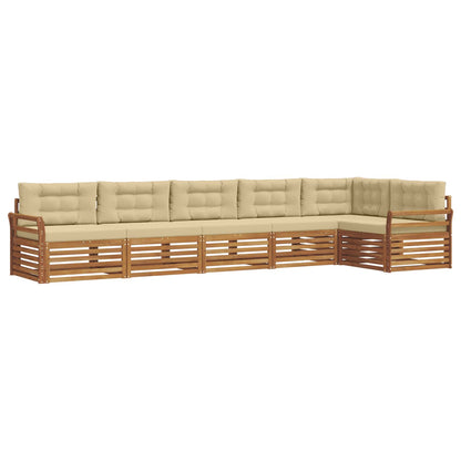 Set di divani da esterno con cuscino 6 pcs Naturale e Beige