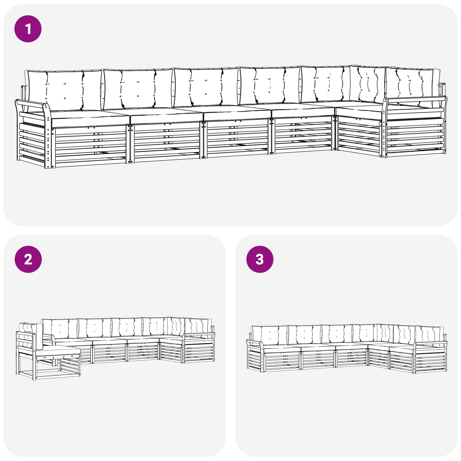 Set di divani da esterno con cuscino 6 pcs Naturale e Beige | homemem39