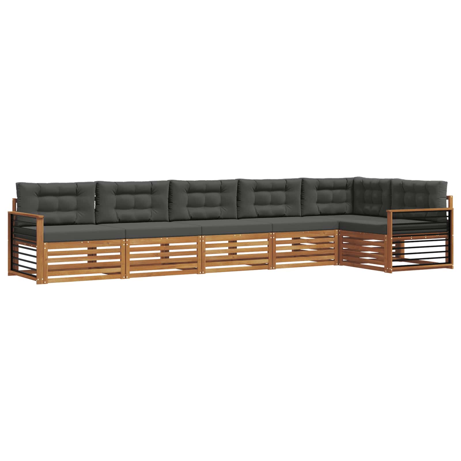 Set di divani da esterno con cuscino 6 pcs Naturale e Antracite | homemem39