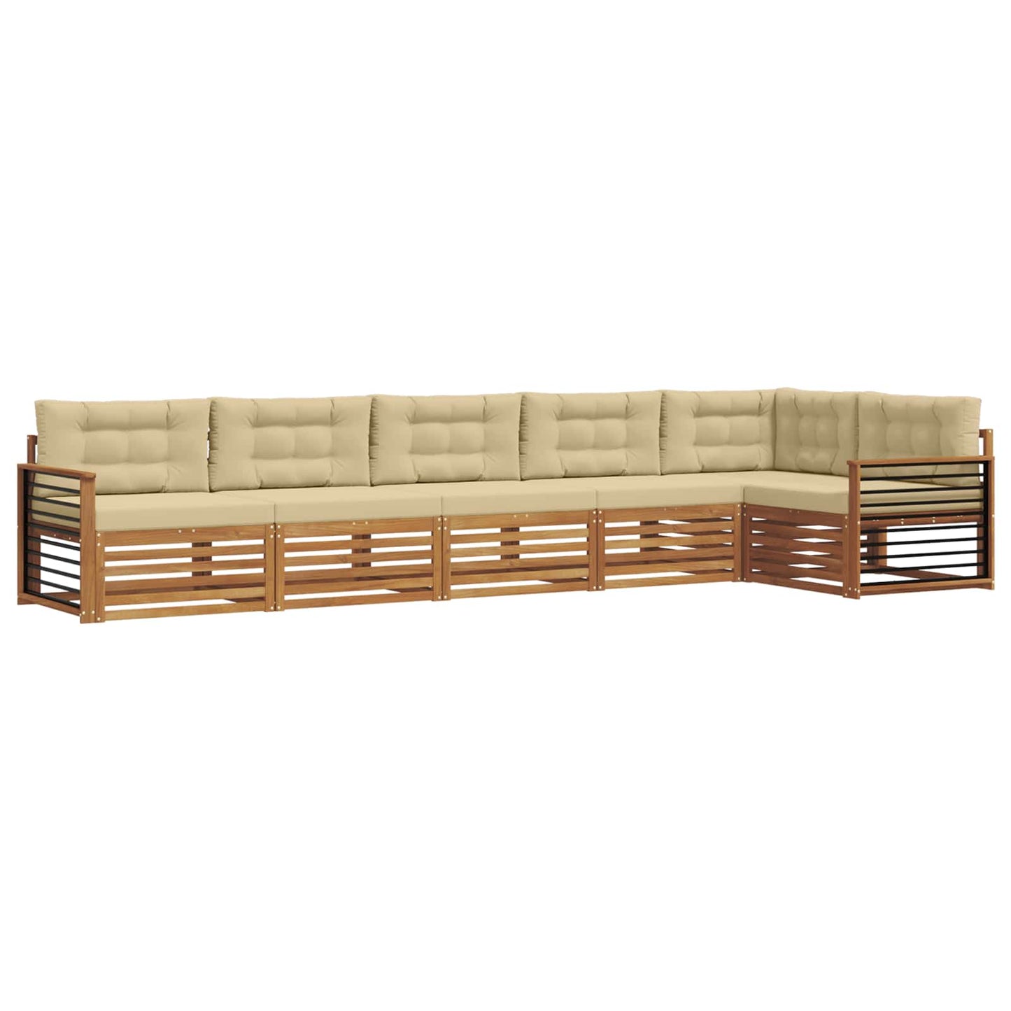 Set di divani da esterno con cuscino 6 pcs Naturale e Beige | homemem39