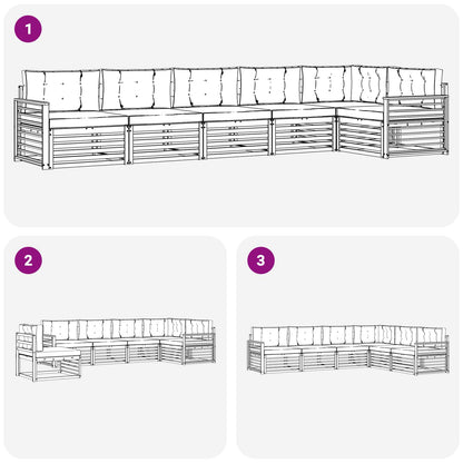 Set di divani da esterno con cuscino 6 pcs Naturale e Beige | homemem39