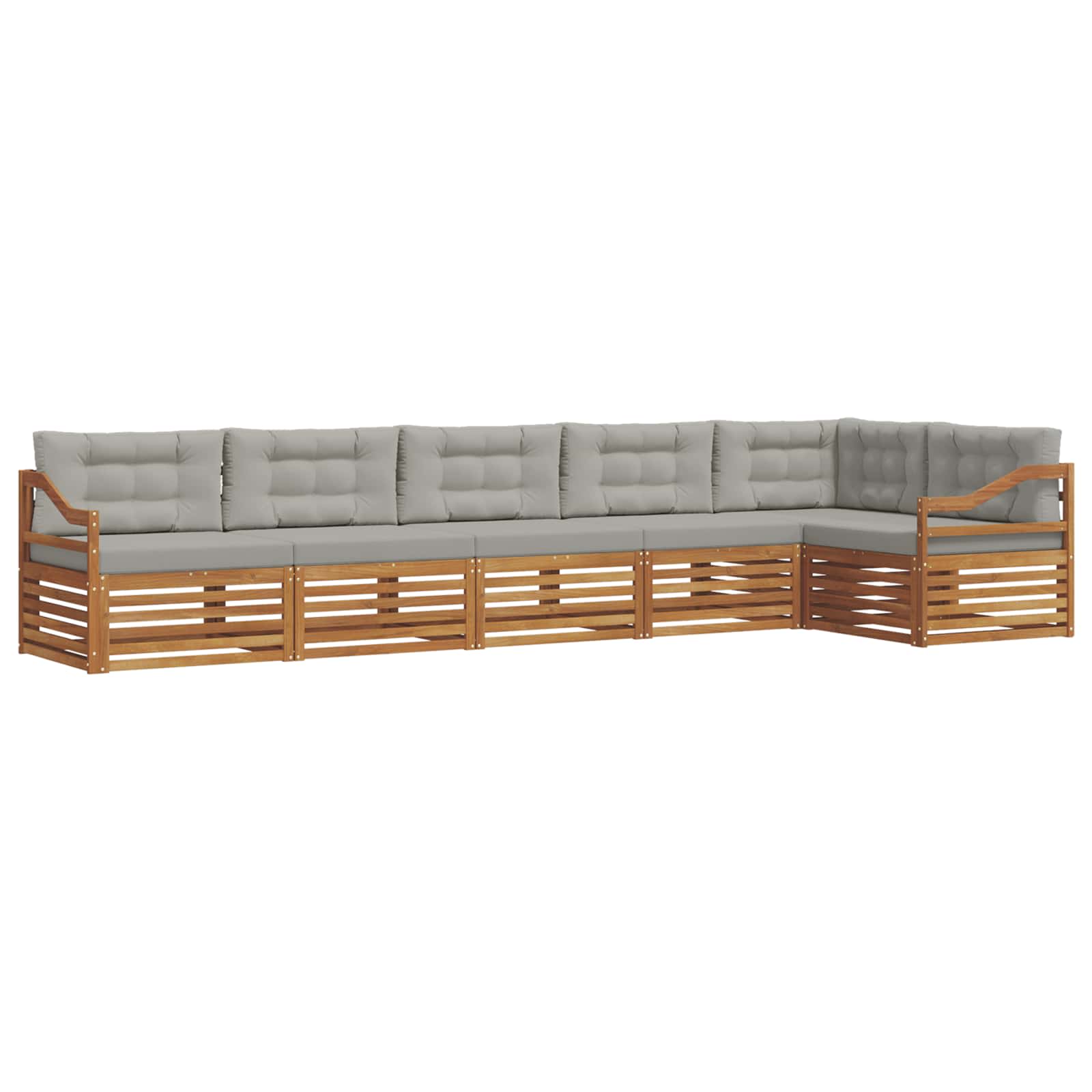 Set di divani da esterno 6 pcs Grigio Naturale e Chiaro | homemem39