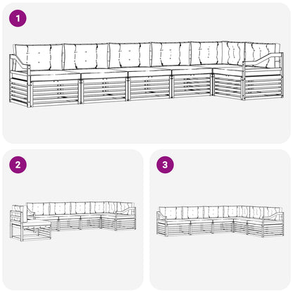 Set di divani da esterno 6 pcs Grigio Naturale e Chiaro
