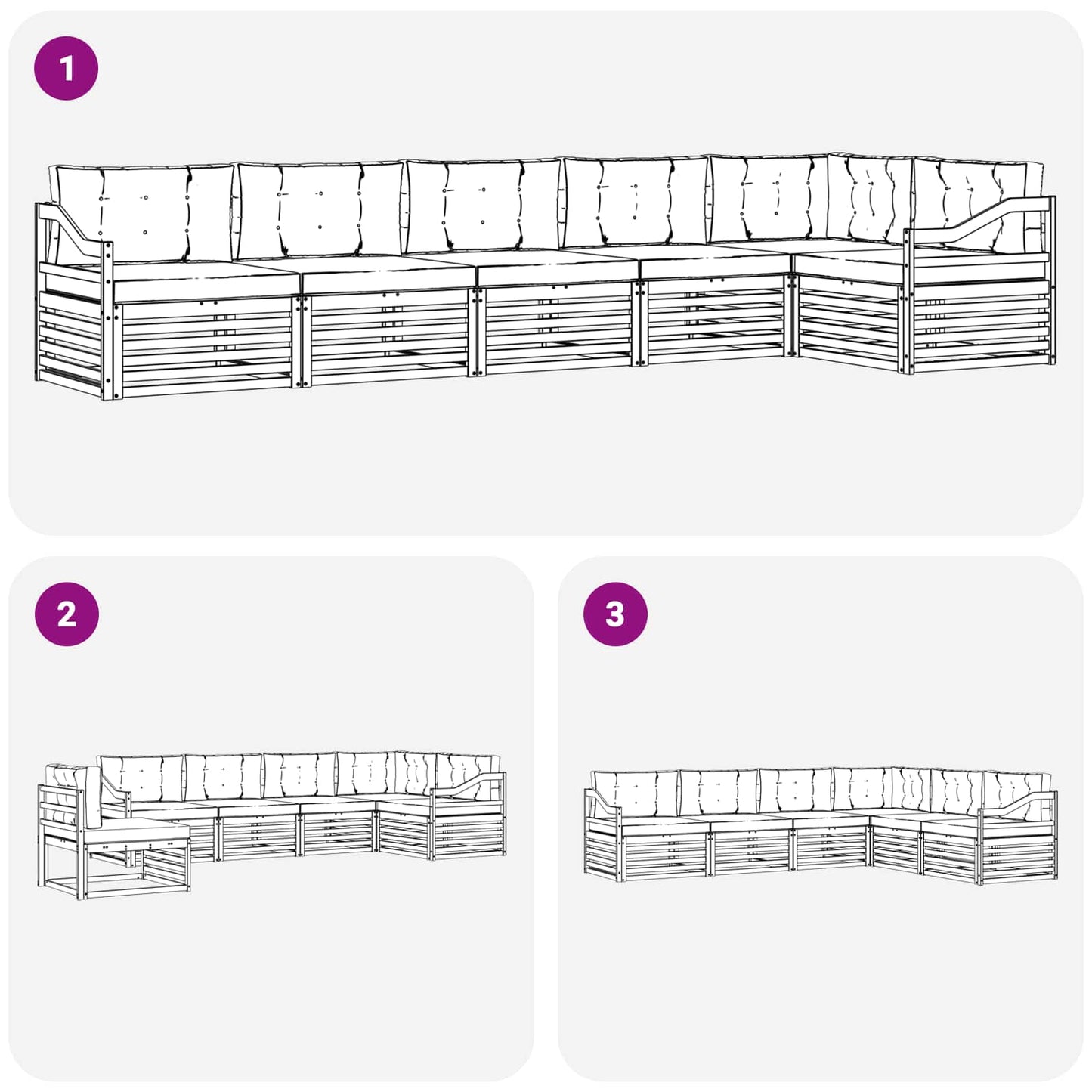 Set di divani da esterno con cuscino 6 pcs Naturale e Antracite | homemem39