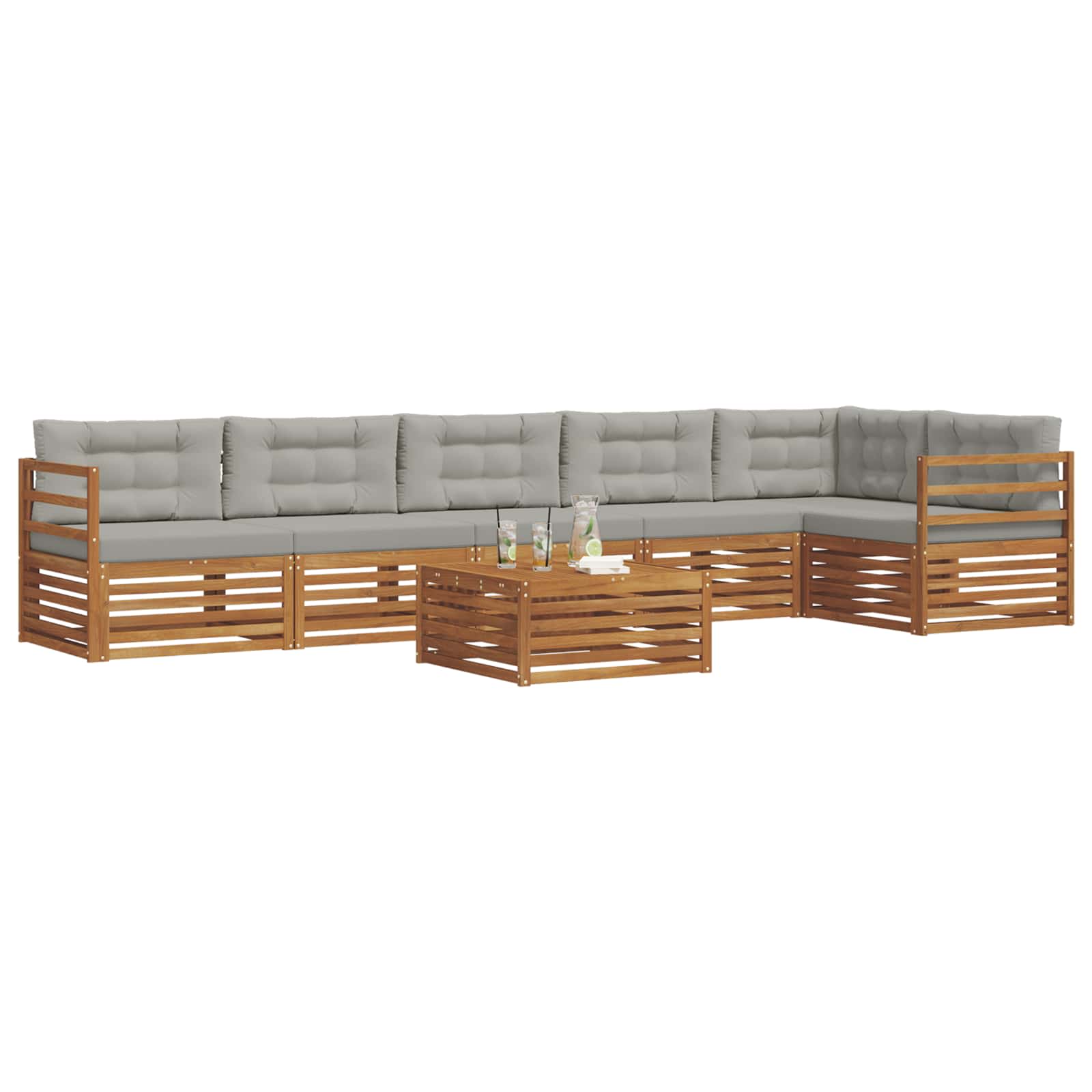 Set di divani da esterno 7 pcs Grigio Naturale e Chiaro | homemem39