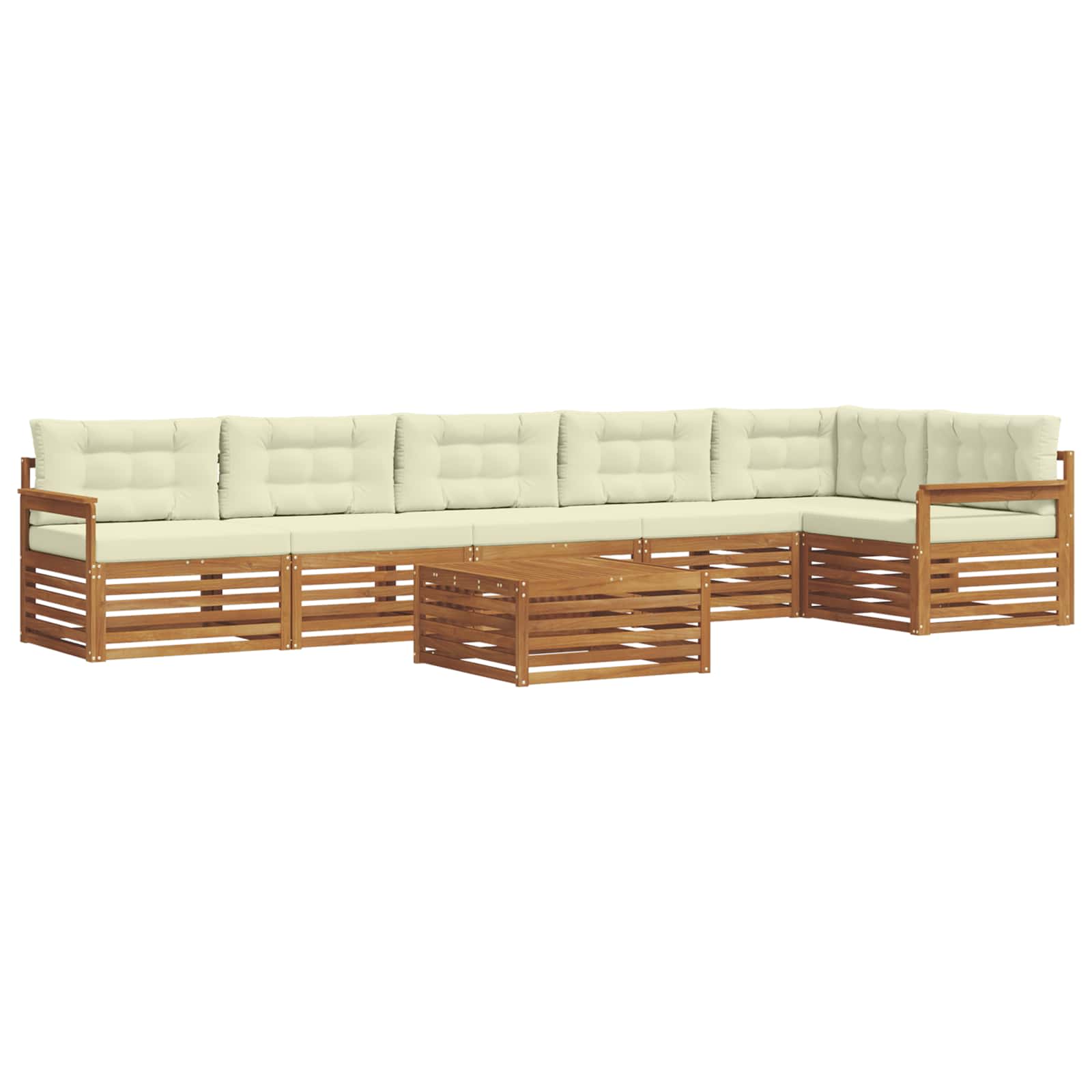 Set di divani da esterno con cuscino 7 pcs Naturale e Crema | homemem39