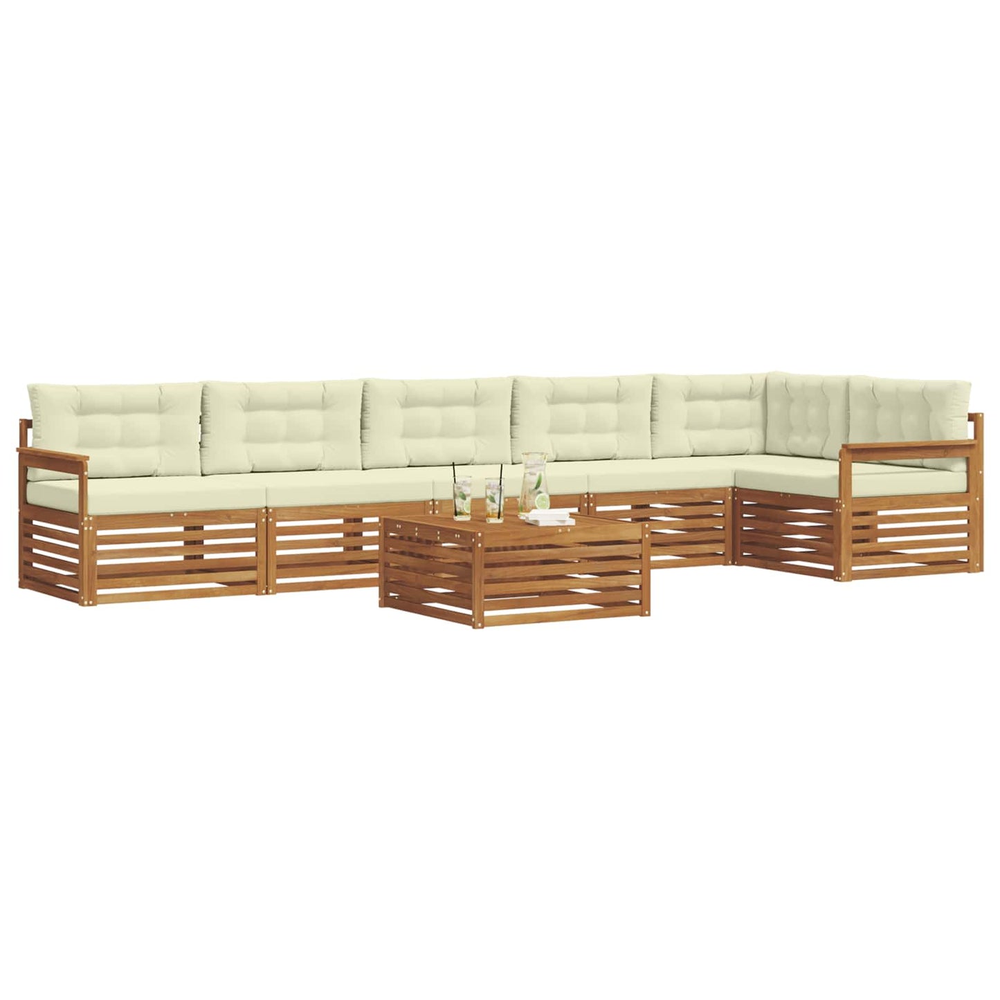Set di divani da esterno con cuscino 7 pcs Naturale e Crema