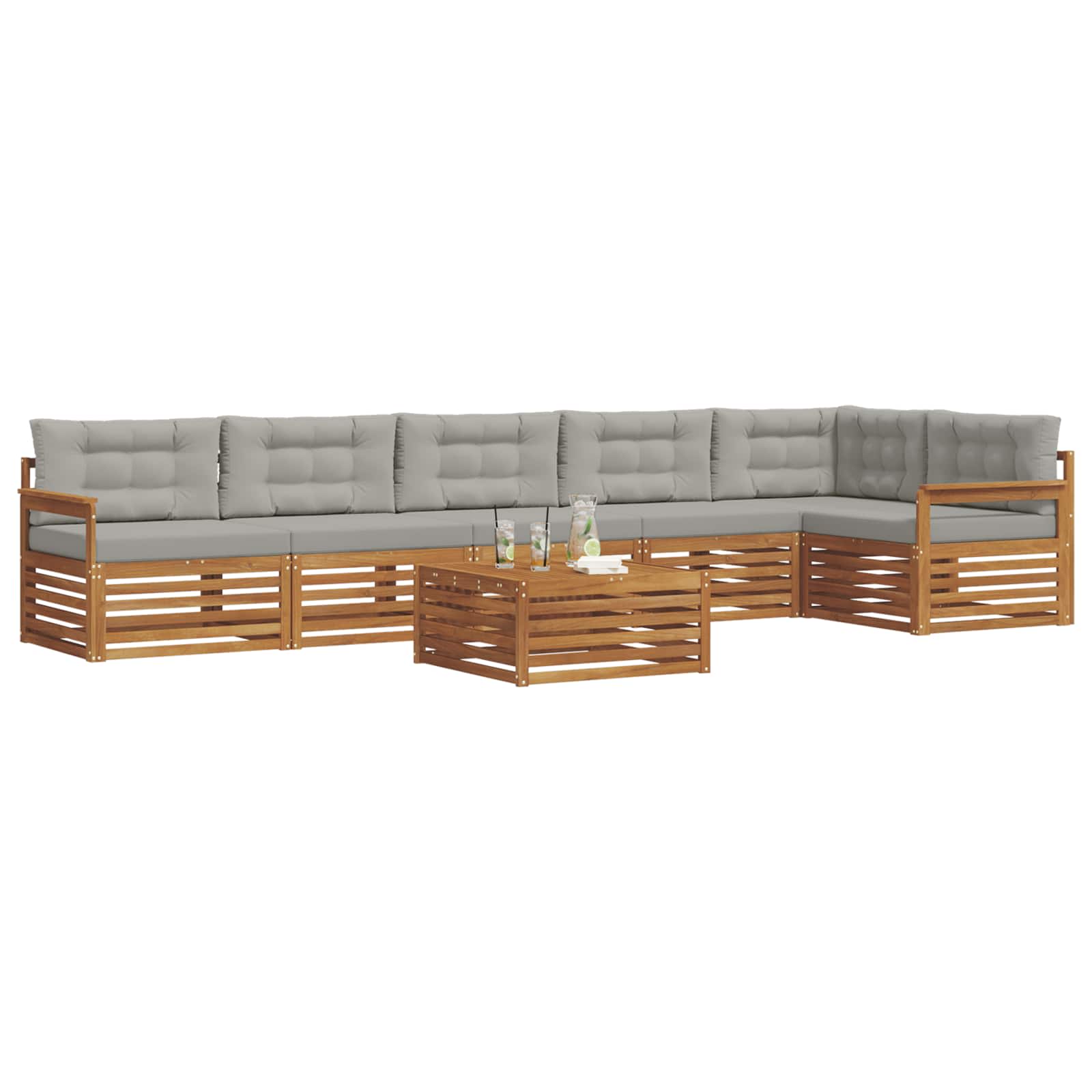 Set di divani da esterno 7 pcs Grigio Naturale e Chiaro | homemem39