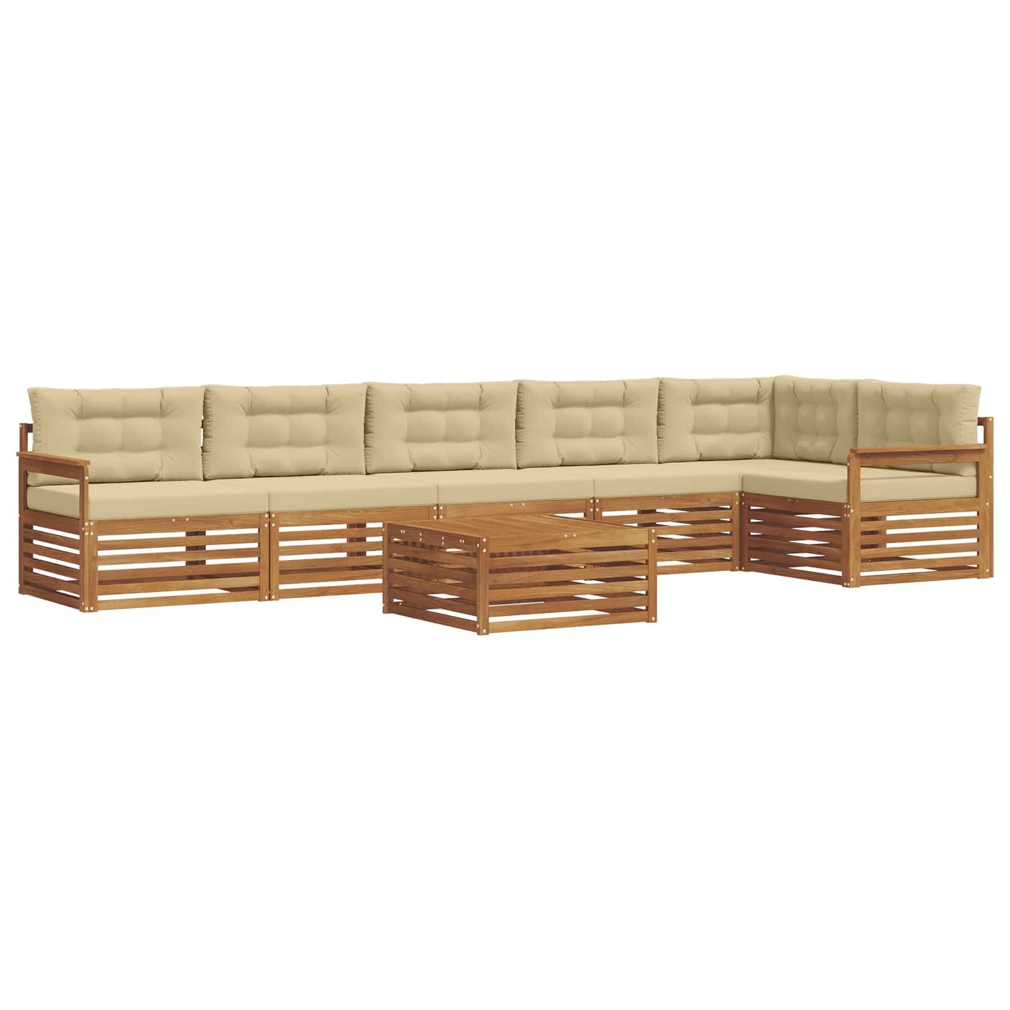 Set di divani da esterno con cuscino 7 pcs Naturale e Beige | homemem39