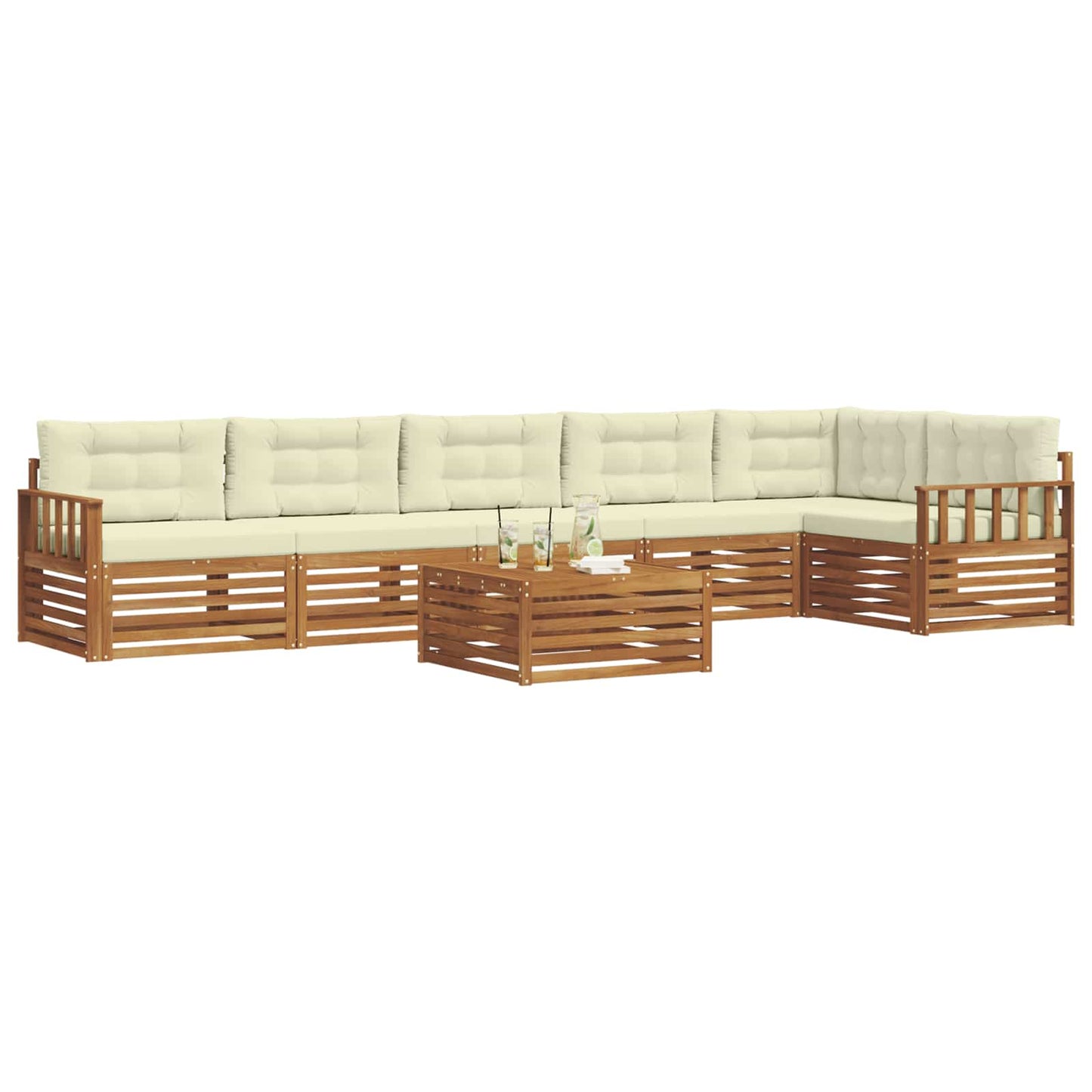 Set di divani da esterno con cuscino 7 pcs Naturale e Crema