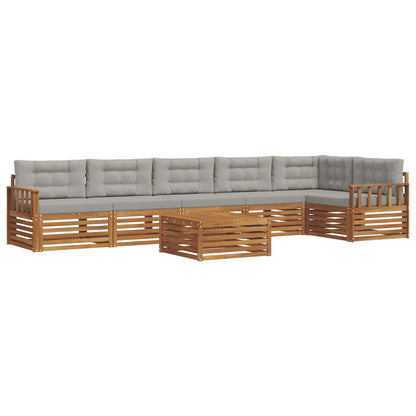 Set di divani da esterno 7 pcs Grigio Naturale e Chiaro | homemem39