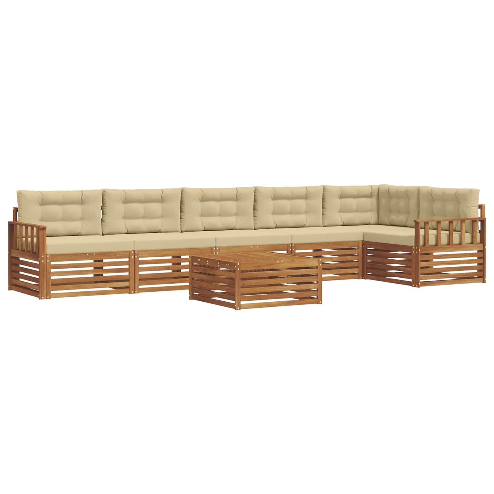 Set di divani da esterno con cuscino 7 pcs Naturale e Beige | homemem39