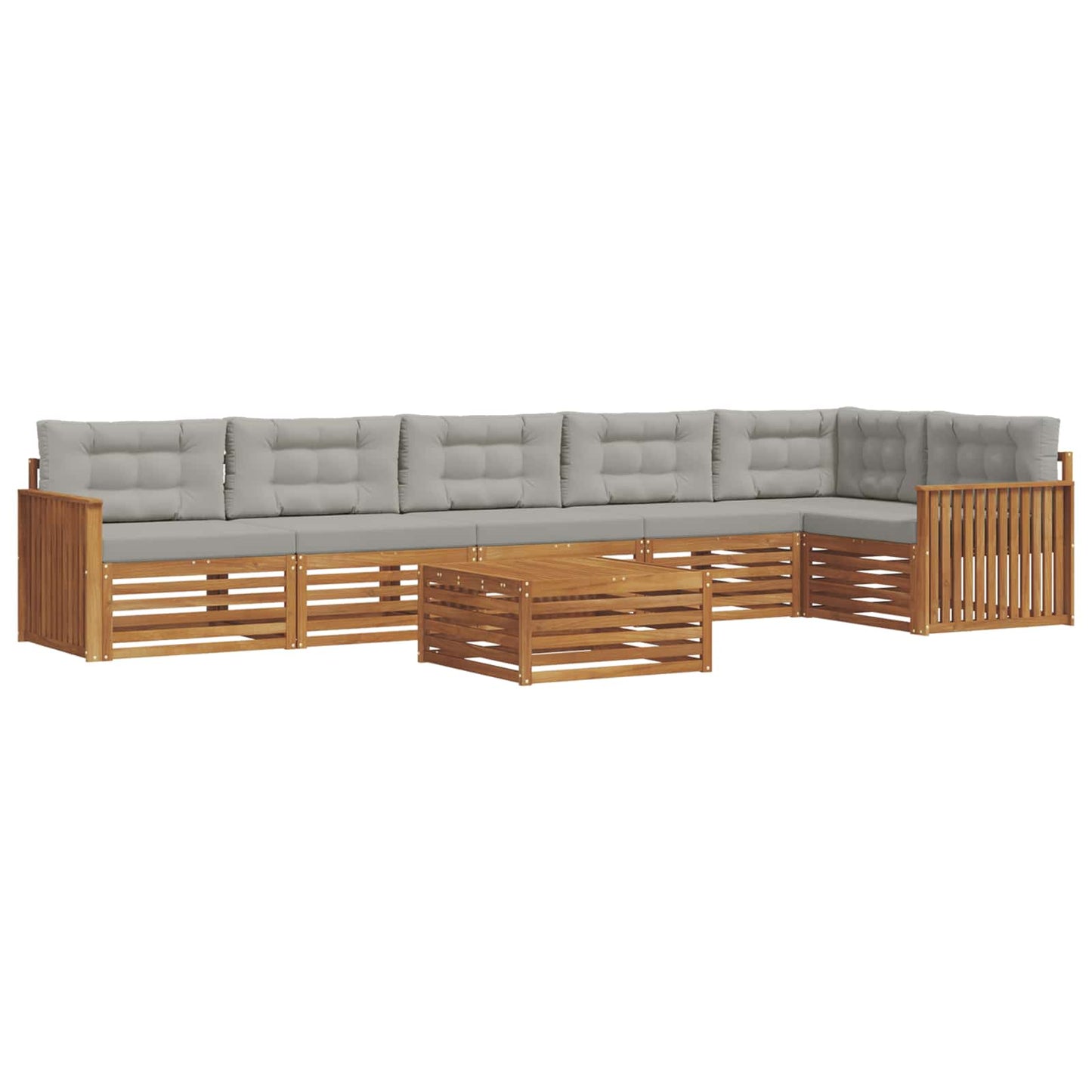 Set di divani da esterno 7 pcs Grigio Naturale e Chiaro