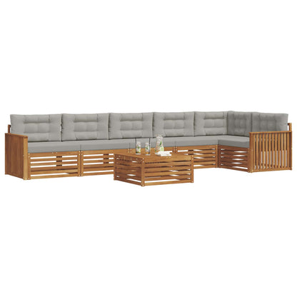 Set di divani da esterno 7 pcs Grigio Naturale e Chiaro
