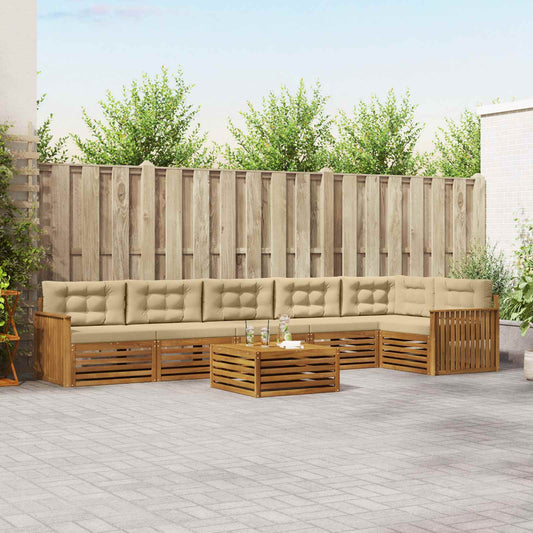 Set di divani da esterno con cuscino 7 pcs Naturale e Beige