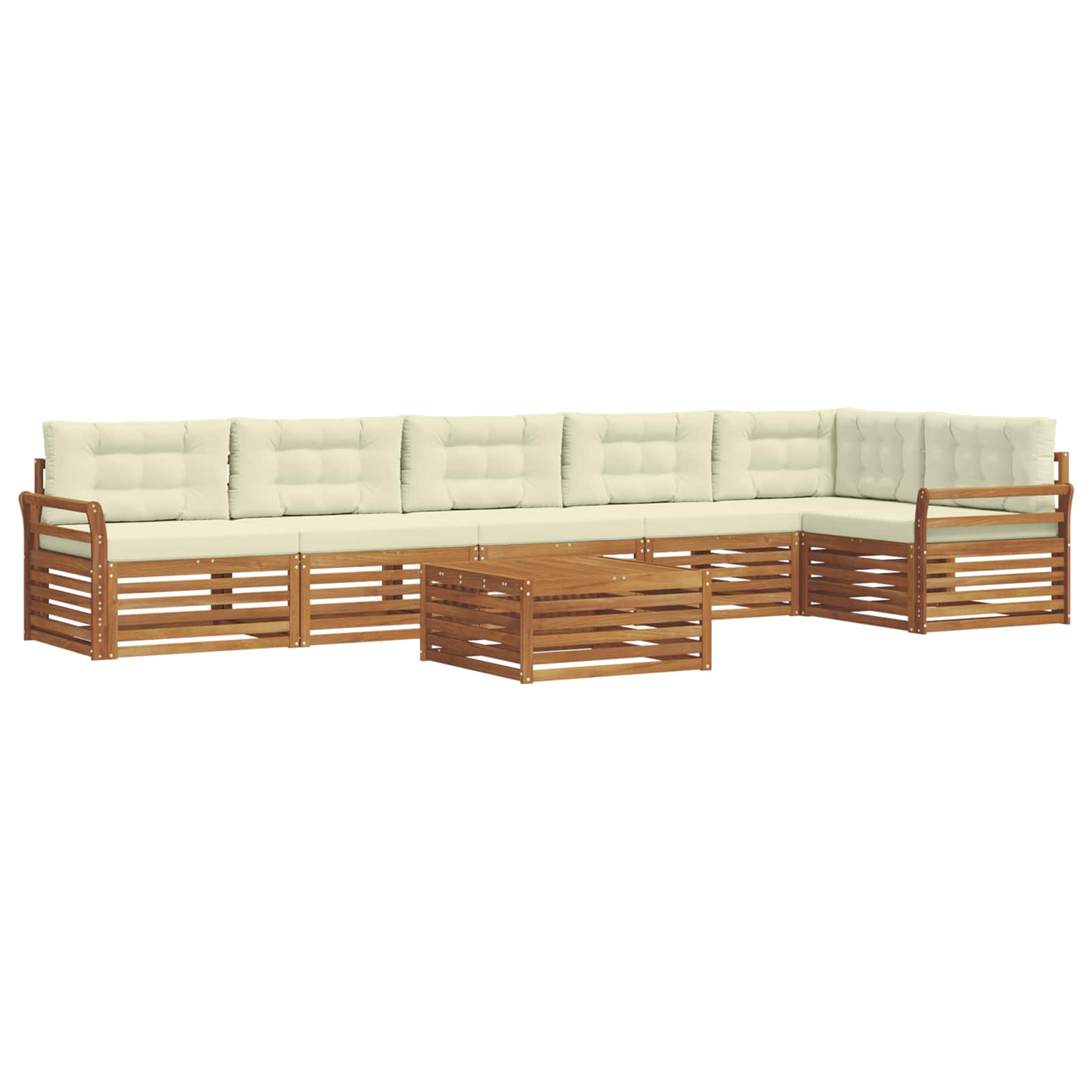 Set di divani da esterno con cuscino 7 pcs Naturale e Crema | homemem39