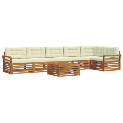 Set di divani da esterno con cuscino 7 pcs Naturale e Crema