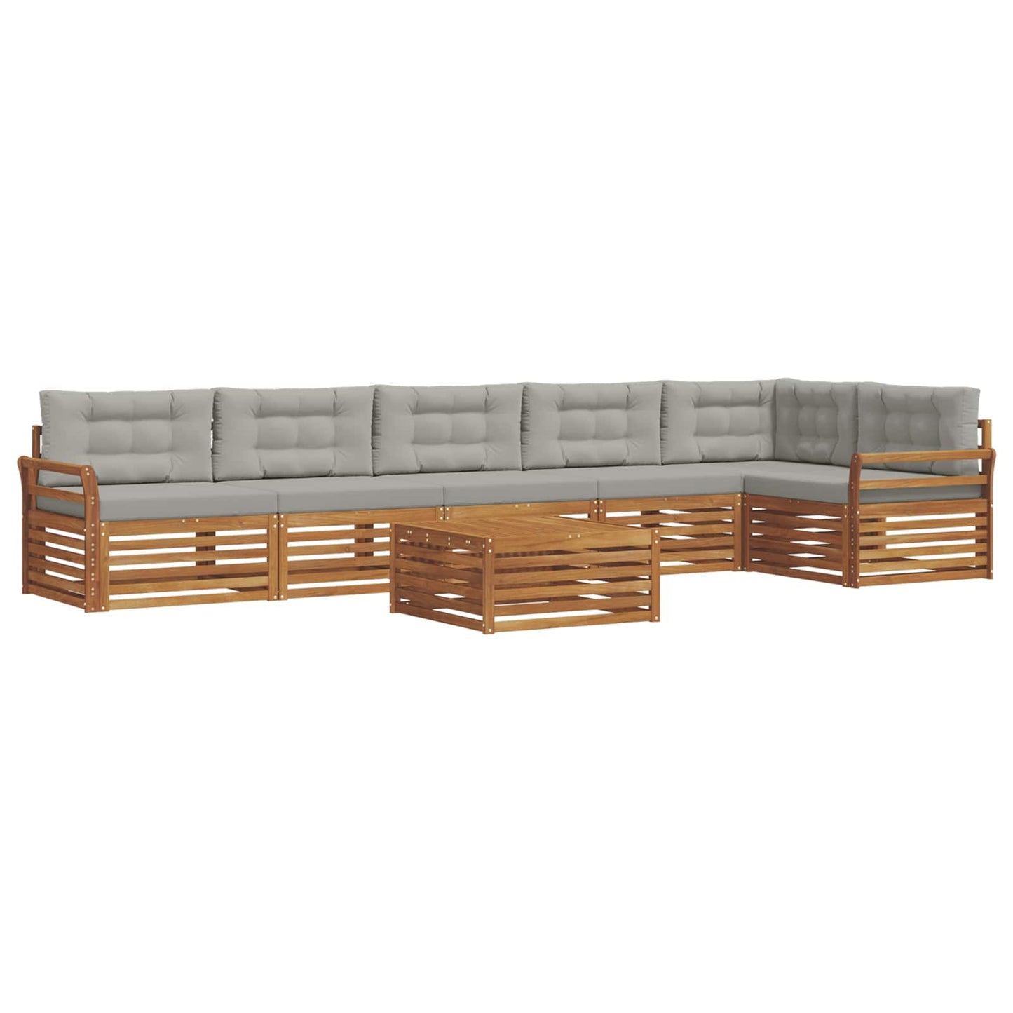 Set di divani da esterno 7 pcs Grigio Naturale e Chiaro | homemem39