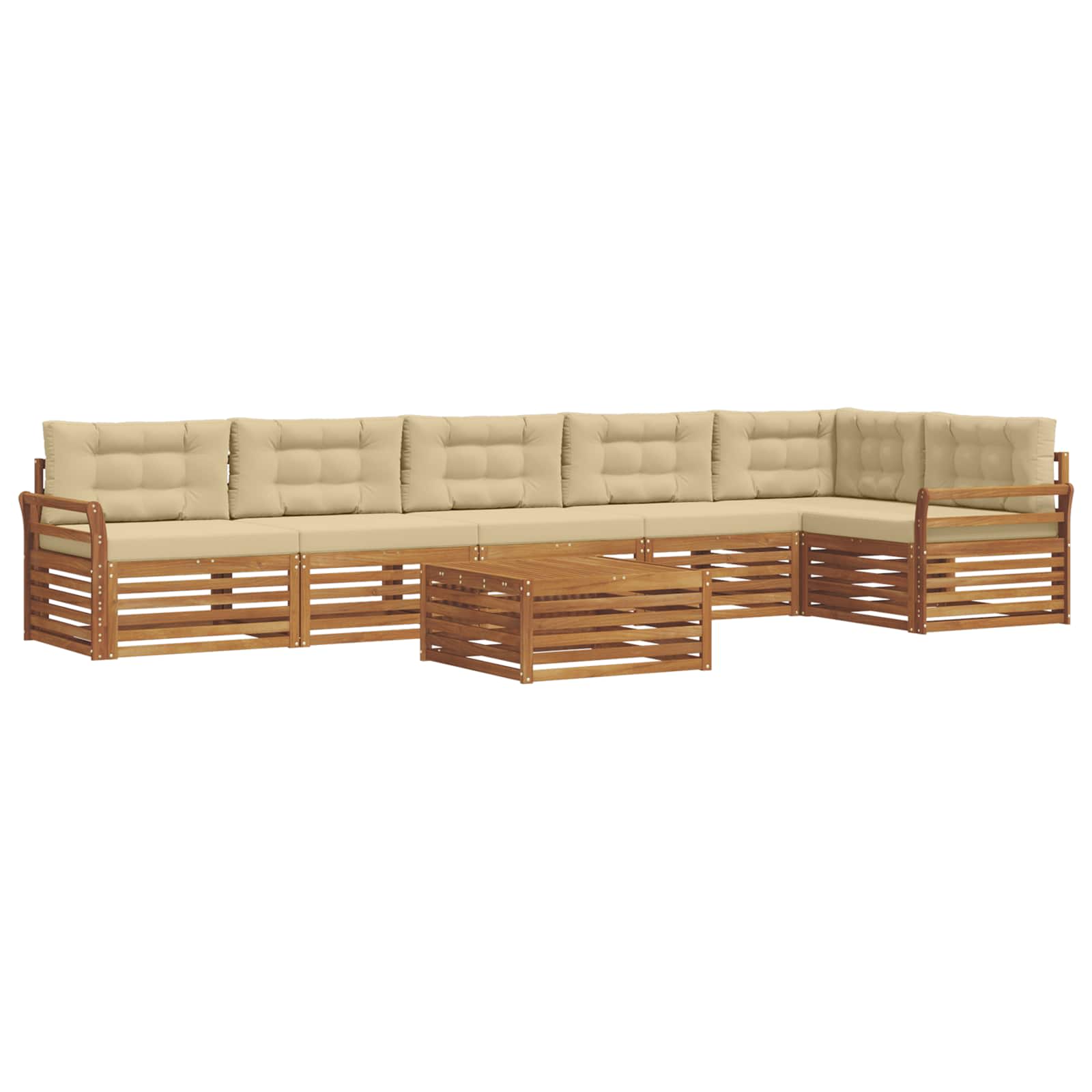 Set di divani da esterno con cuscino 7 pcs Naturale e Beige | homemem39