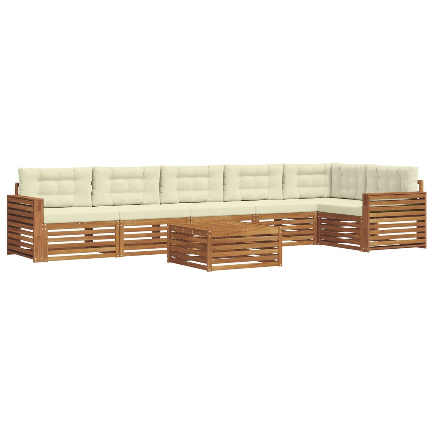 Set di divani da esterno con cuscino 7 pcs Naturale e Crema
