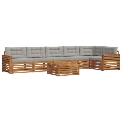 Set di divani da esterno 7 pcs Grigio Naturale e Chiaro
