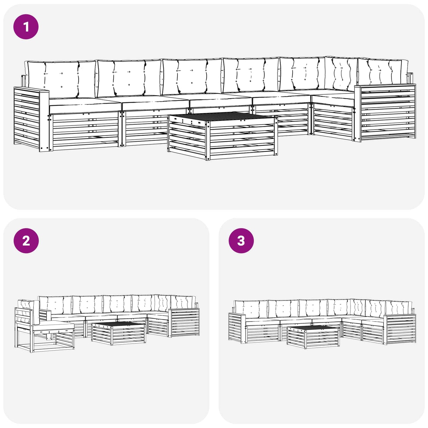 Set di divani da esterno 7 pcs Grigio Naturale e Chiaro | homemem39
