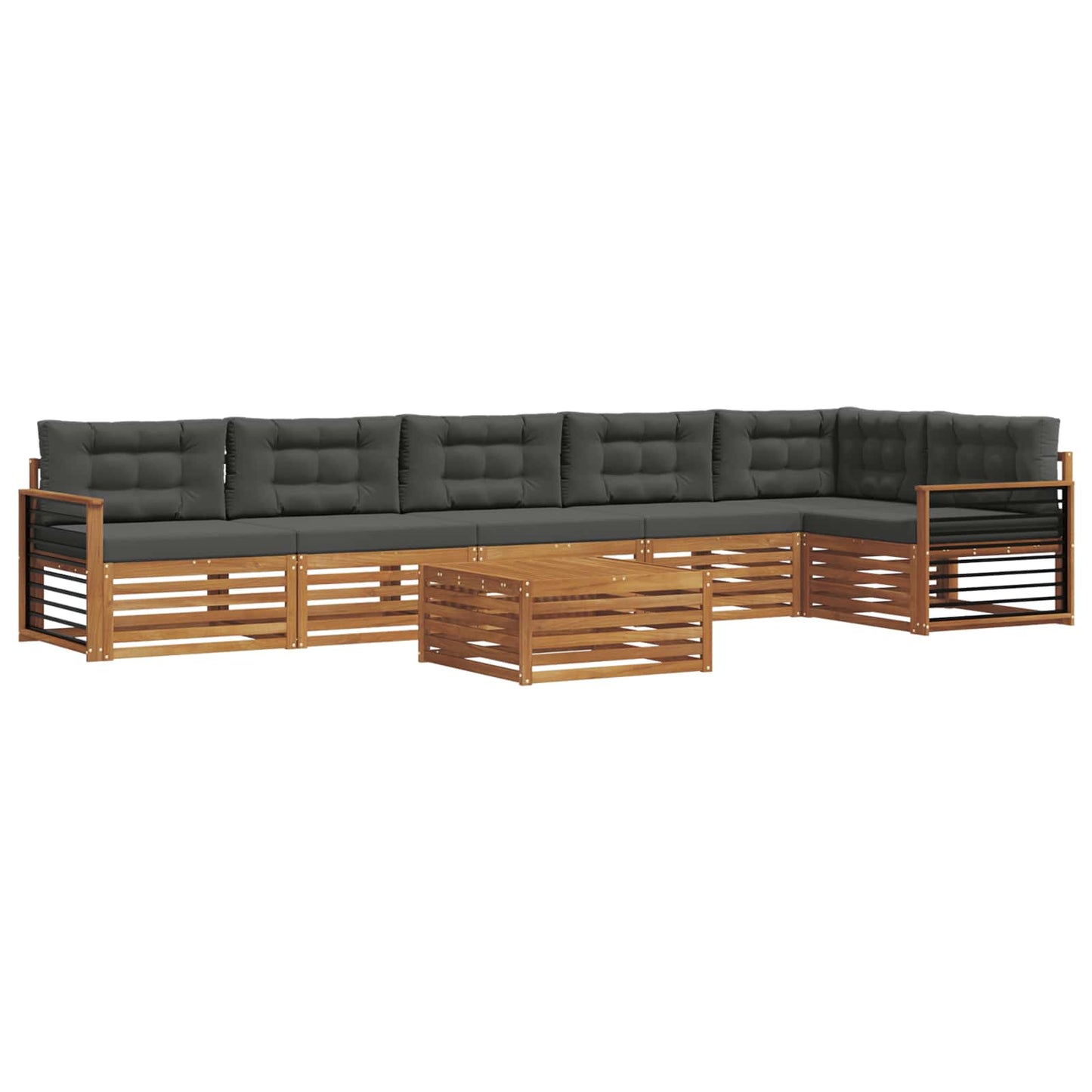 Set di divani da esterno con cuscino 7 pcs Naturale e Antracite | homemem39