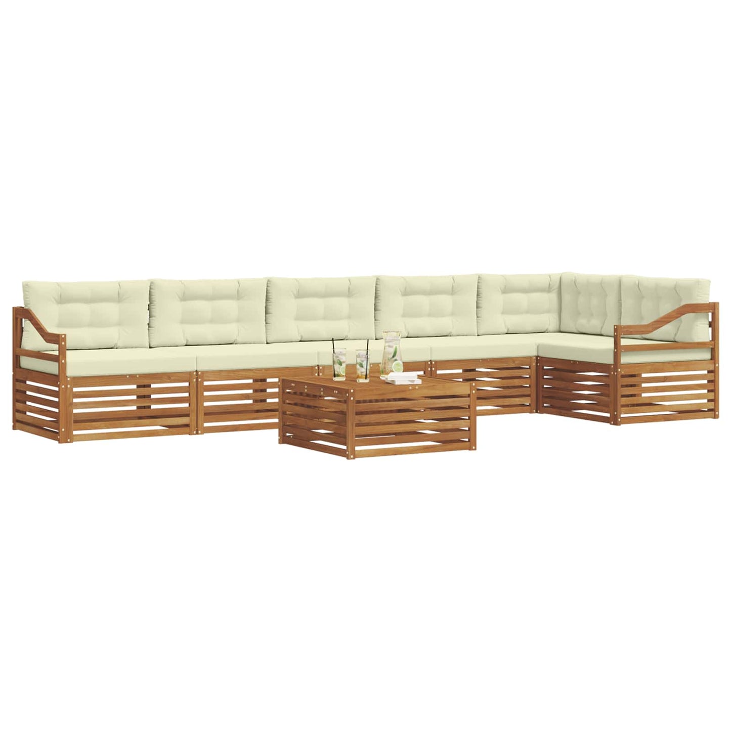 Set di divani da esterno con cuscino 7 pcs Naturale e Crema | homemem39
