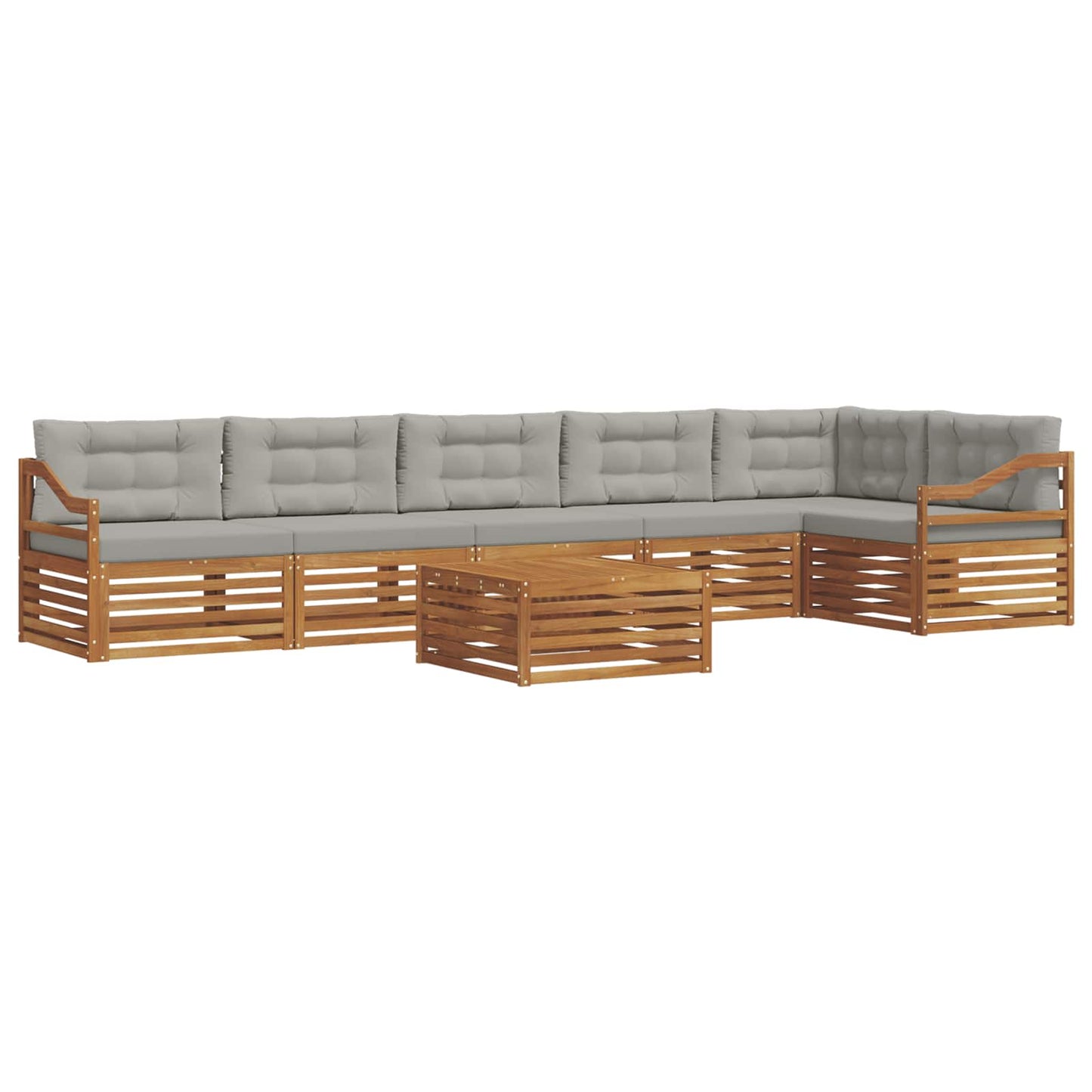 Set di divani da esterno 7 pcs Grigio Naturale e Chiaro | homemem39