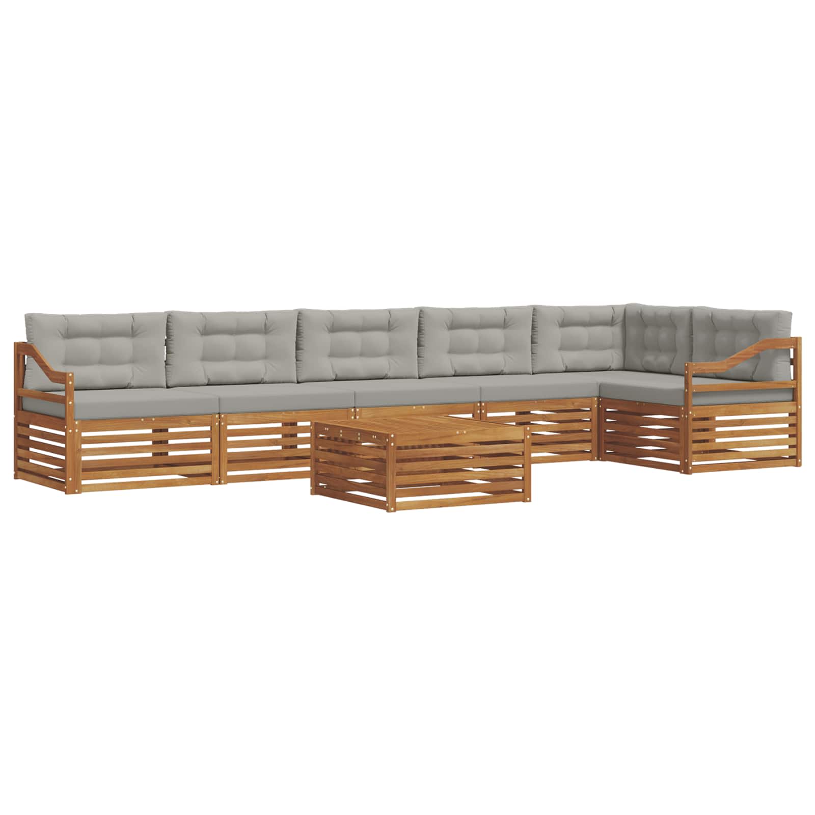 Set di divani da esterno 7 pcs Grigio Naturale e Chiaro | homemem39