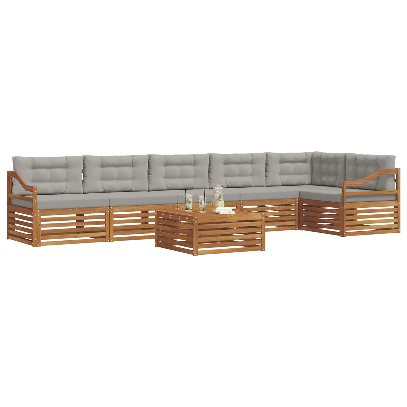 Set di divani da esterno 7 pcs Grigio Naturale e Chiaro | homemem39
