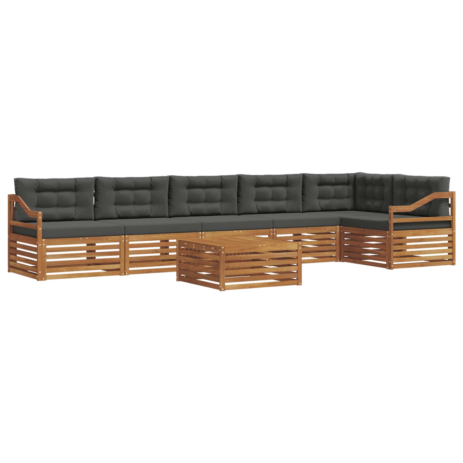 Set di divani da esterno con cuscino 7 pcs Naturale e Antracite | homemem39
