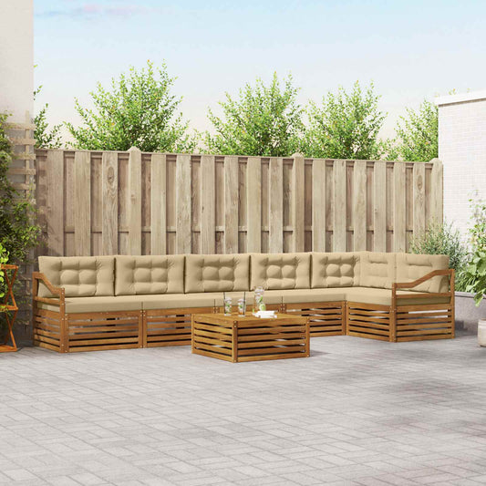 Set di divani da esterno con cuscino 7 pcs Naturale e Beige