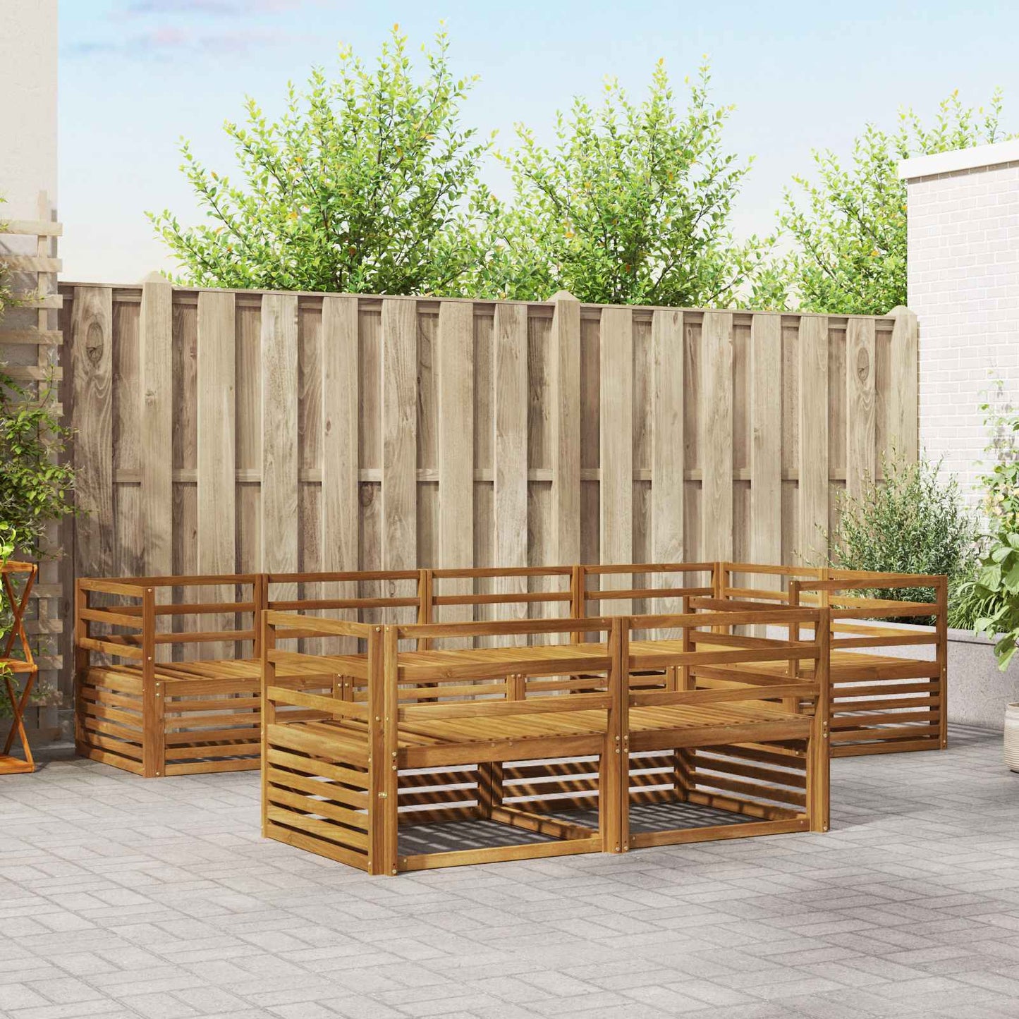 Set di divani da esterno 7 pcs Naturale