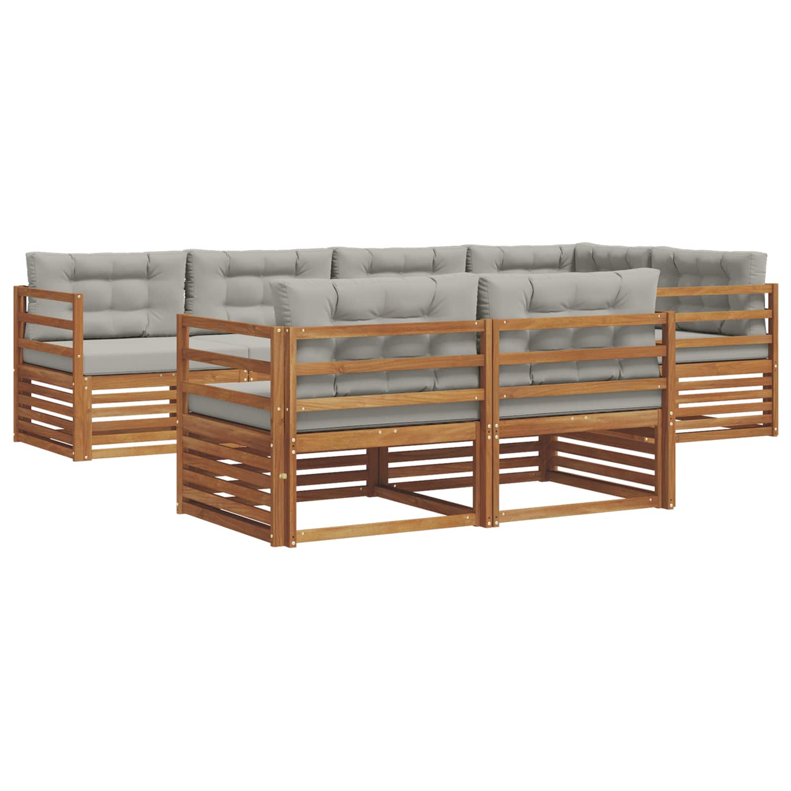 Set di divani da esterno 7 pcs Grigio Naturale e Chiaro | homemem39