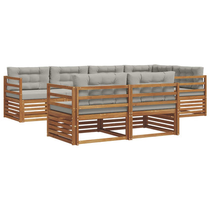 Set di divani da esterno 7 pcs Grigio Naturale e Chiaro | homemem39