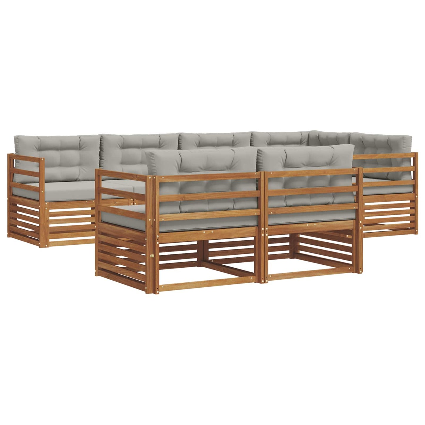 Set di divani da esterno 7 pcs Grigio Naturale e Chiaro