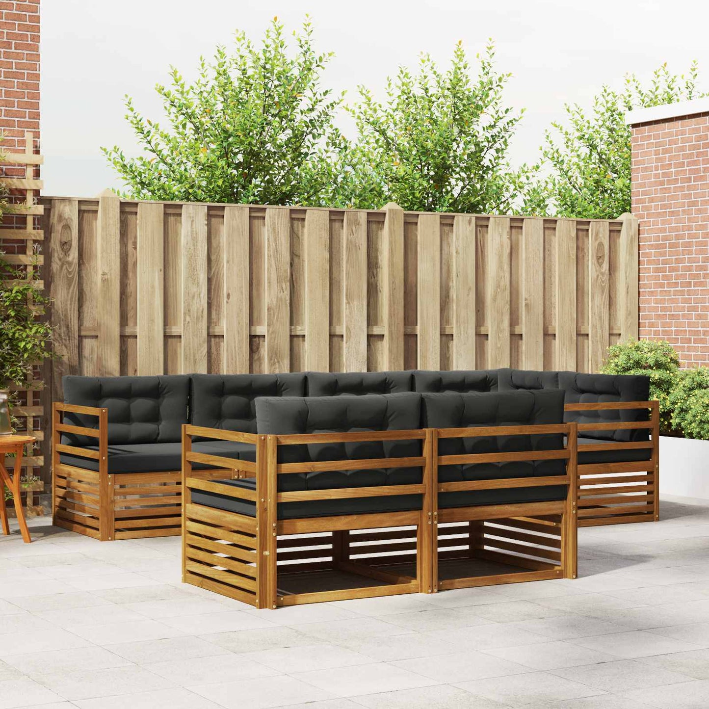 Set di divani da esterno con cuscino 7 pcs Naturale e Antracite